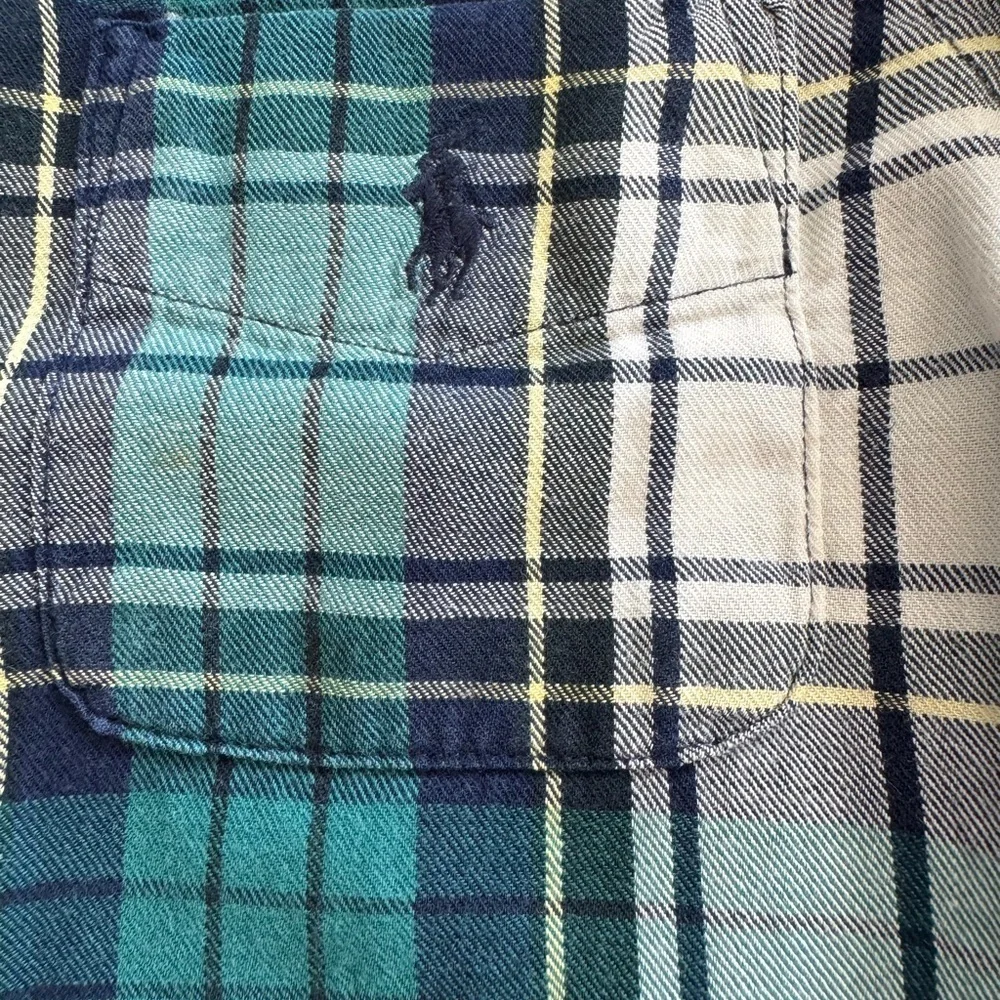 Ralph Lauren Kids Blue and Green Plaid Button Down Shirt